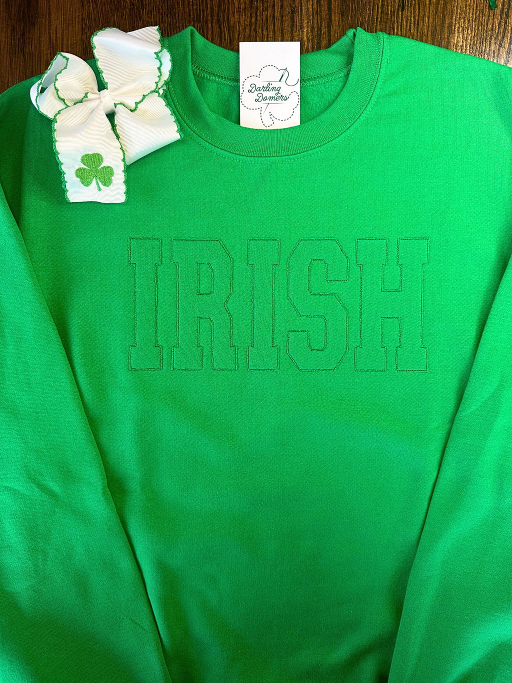 Adult Monochromatic Green Applique Sweatshirt