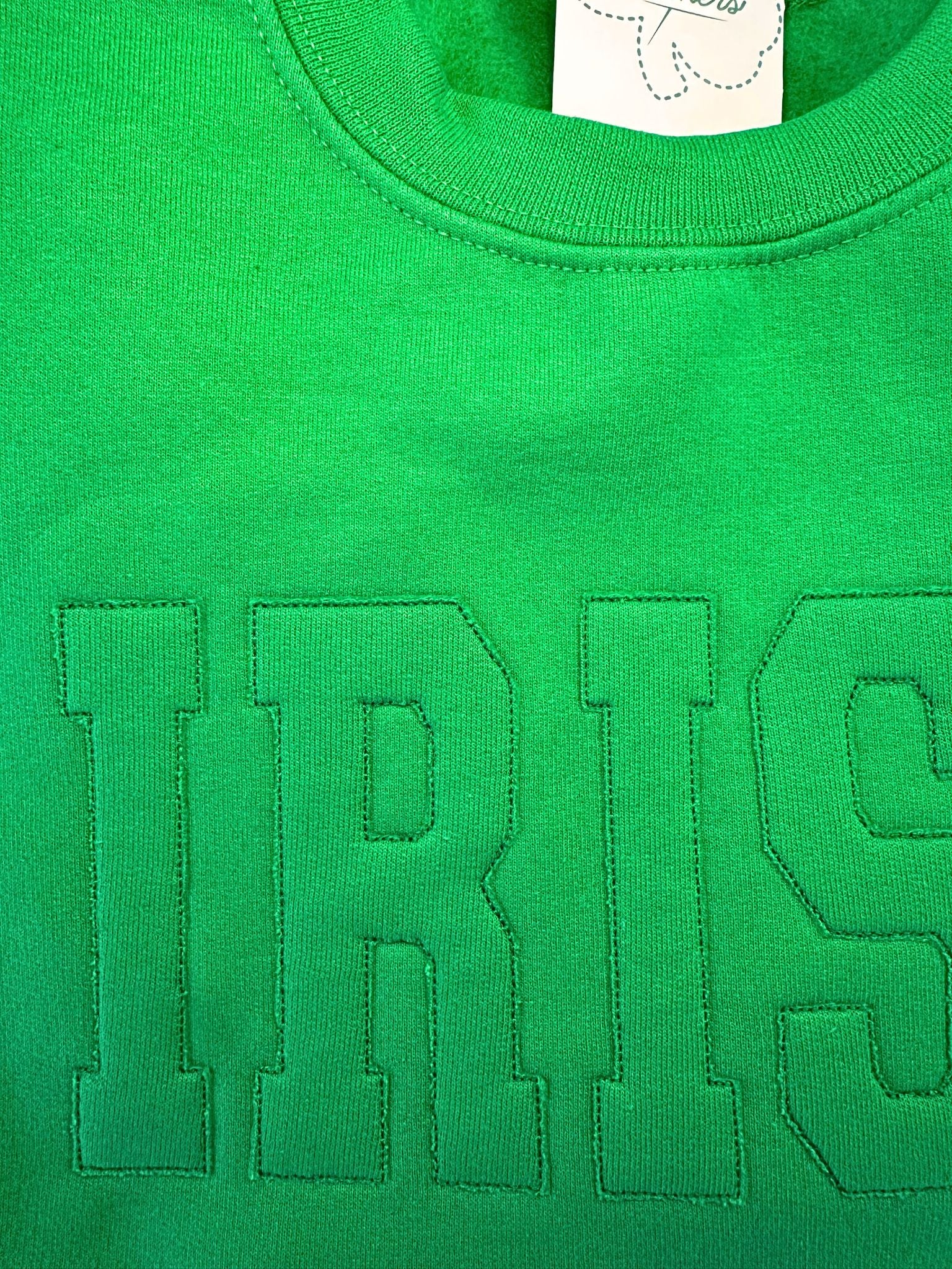 Adult Monochromatic Green Applique Sweatshirt
