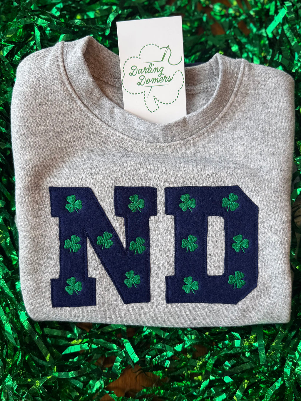 ND Shamrock Felt Applique Sweatshirt