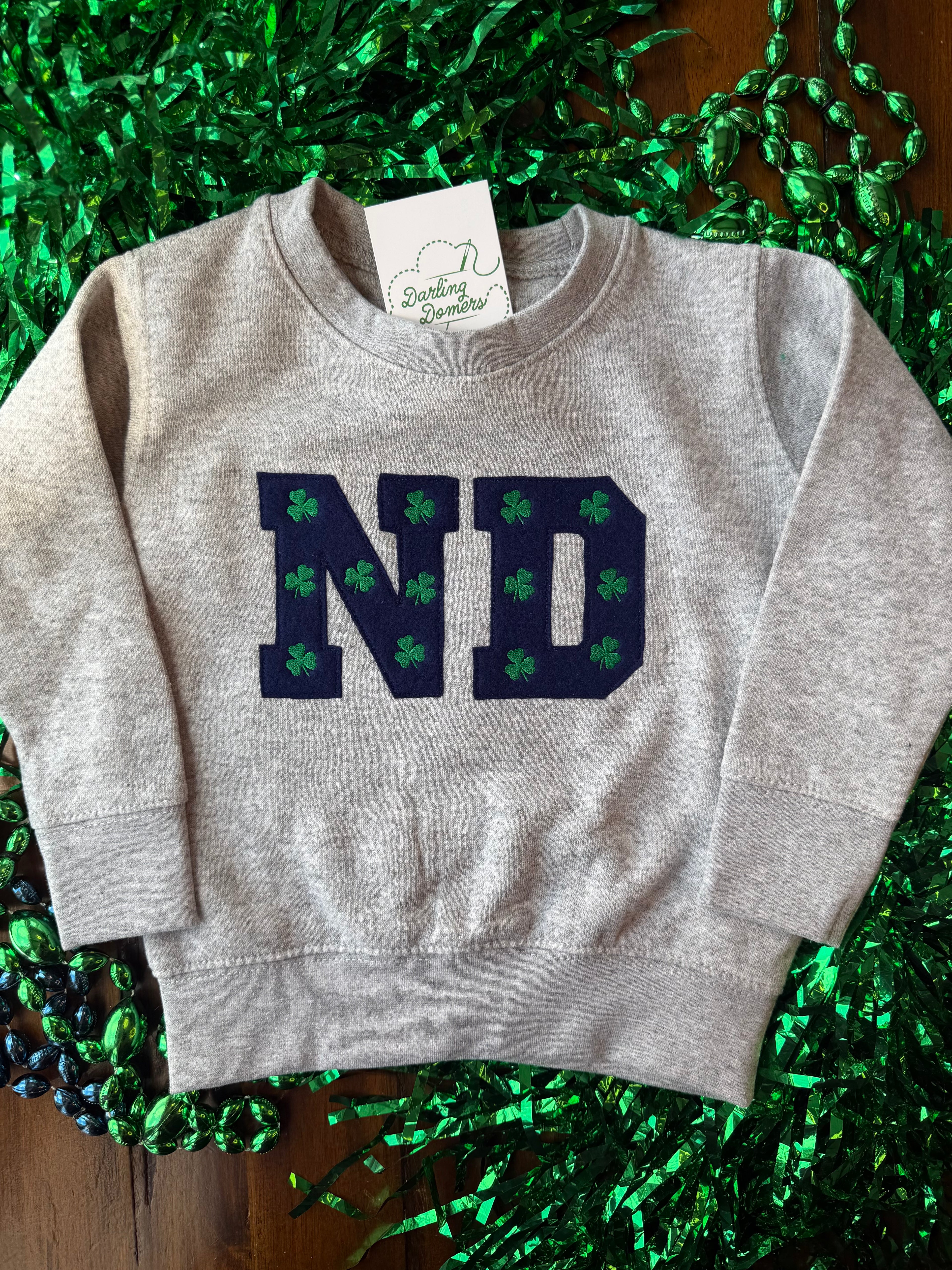 ND Shamrock Felt Applique Sweatshirt