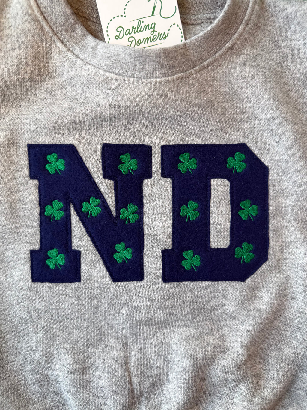 ND Shamrock Felt Applique Sweatshirt