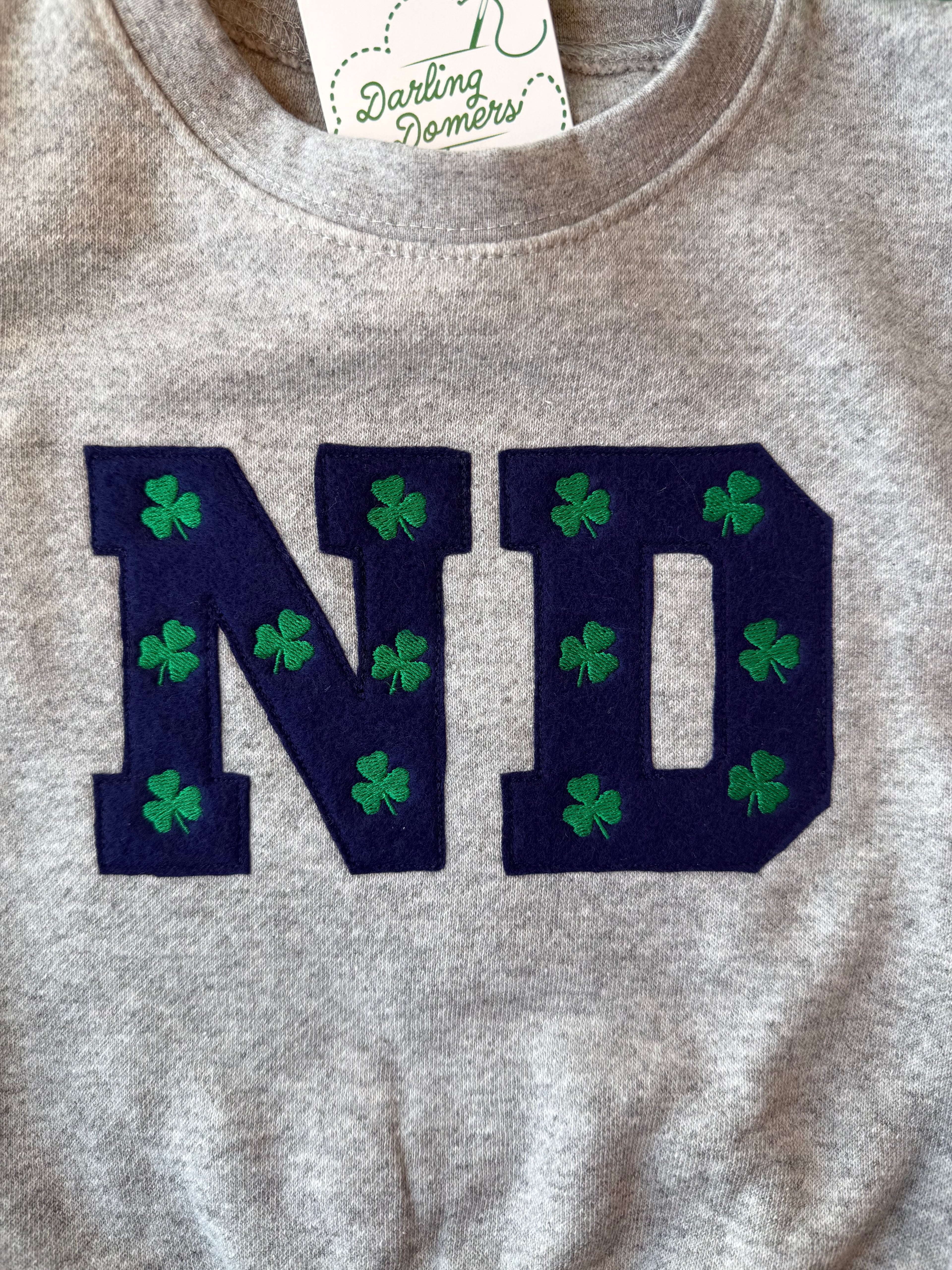 ND Shamrock Felt Applique Sweatshirt